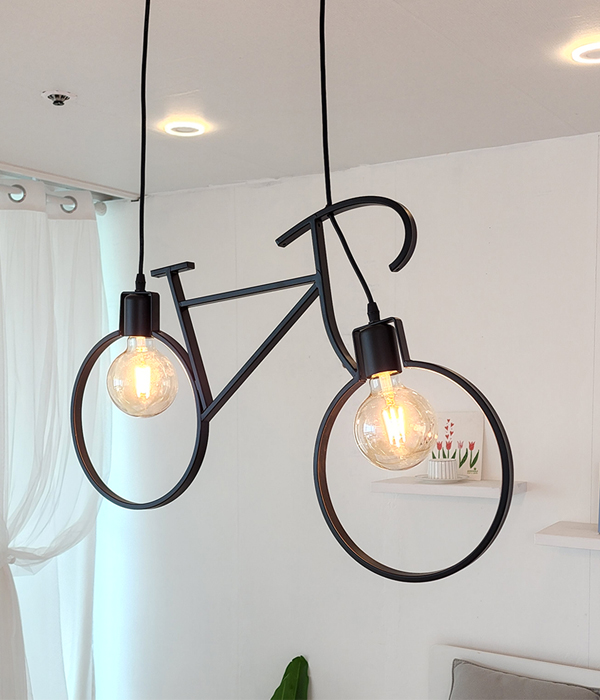 바이크 2등 펜던트조명, LED식탁등, 키즈조명 (블랙)